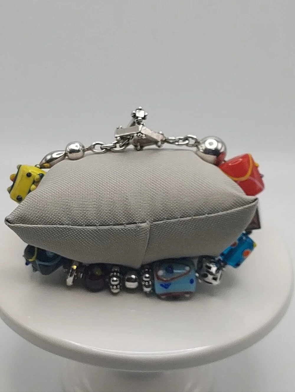Silpada Retired 925 Cake Glass Beads Vtg Bracelet 7.75